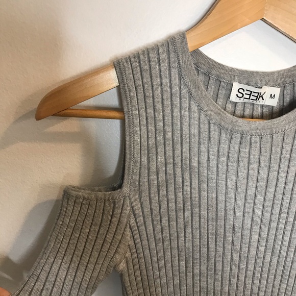 NEW! LF Seek The Label Gray Ribbed Mini Dress M - Picture 3 of 6